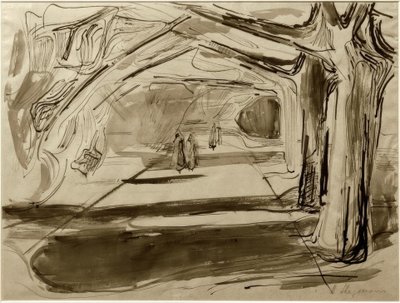Walkers under Trees by Heinrich Stegemann